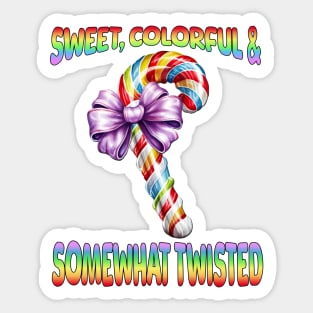 Sweet Colorful and Somewhat Twisted candy cane design Sticker